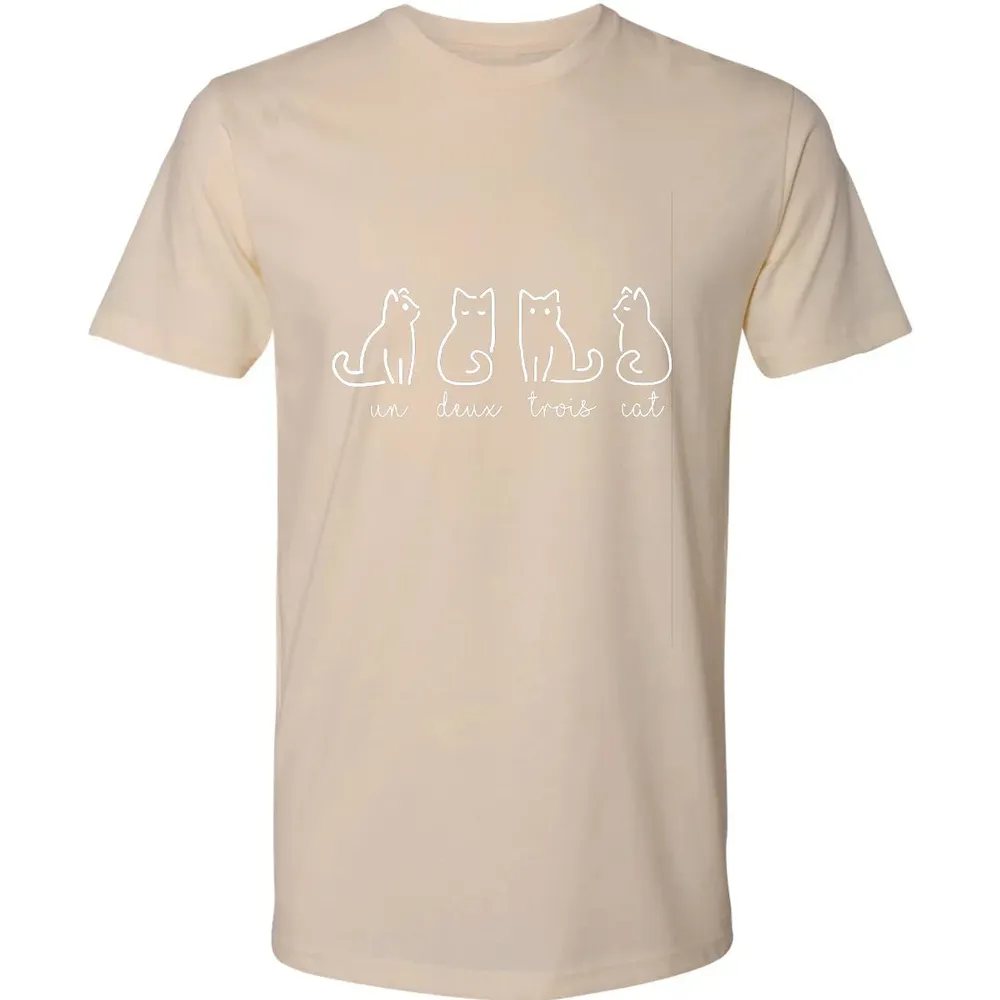 Cute Abstract Un Deux Trois Cat French Kitty Premium Unisex T-shirt - 13