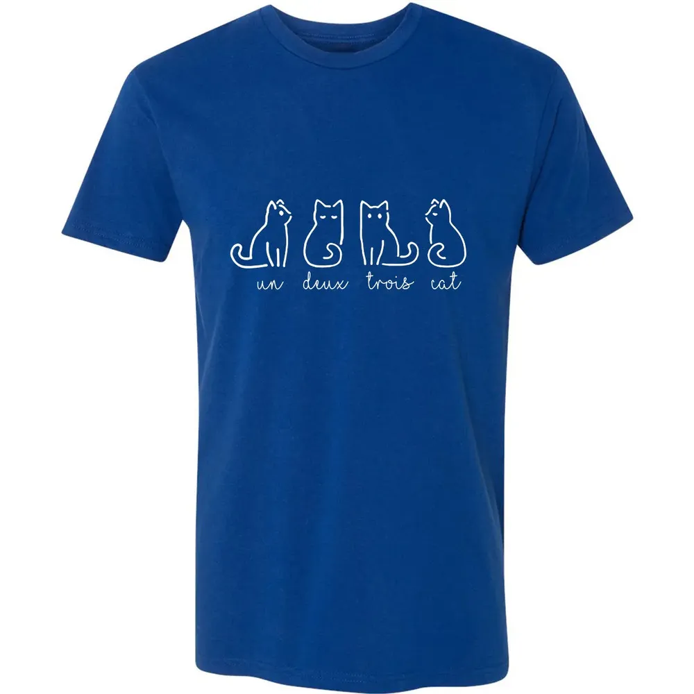 Cute Abstract Un Deux Trois Cat French Kitty Premium Unisex T-shirt - 10