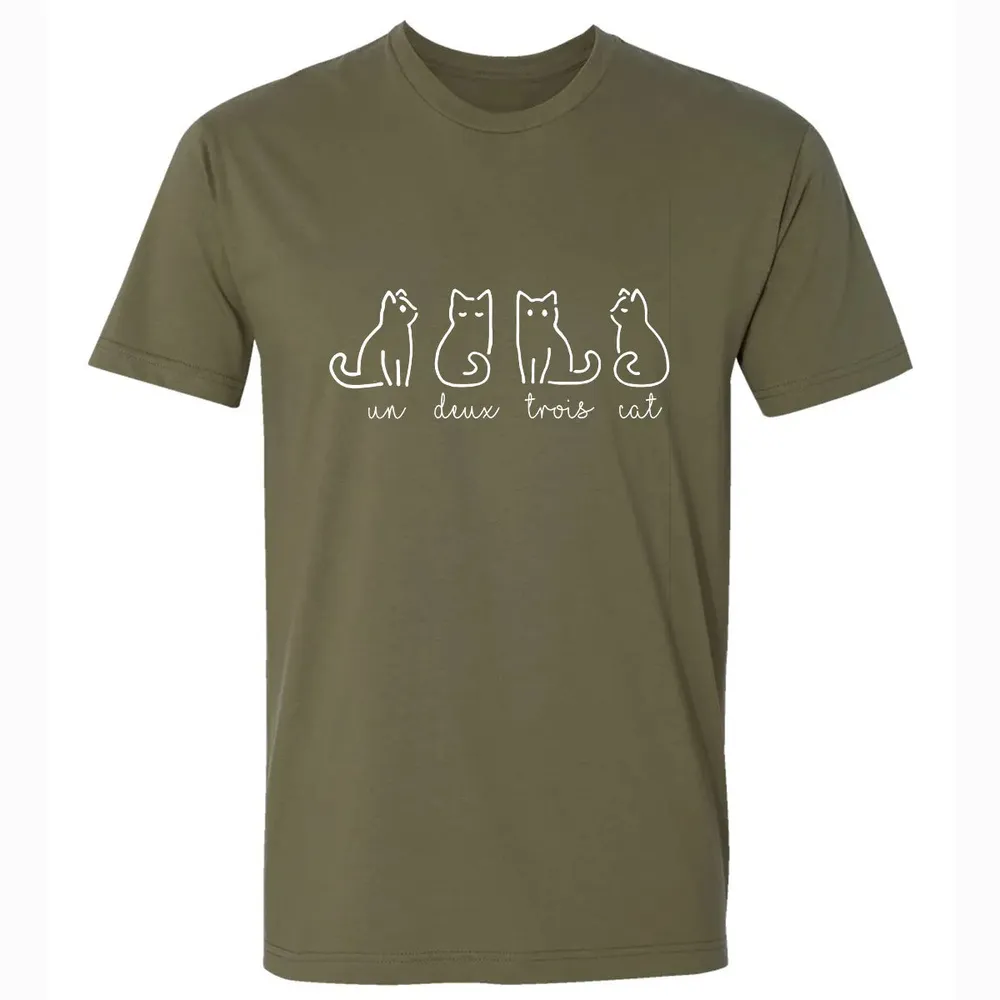 Cute Abstract Un Deux Trois Cat French Kitty Premium Unisex T-shirt - 5