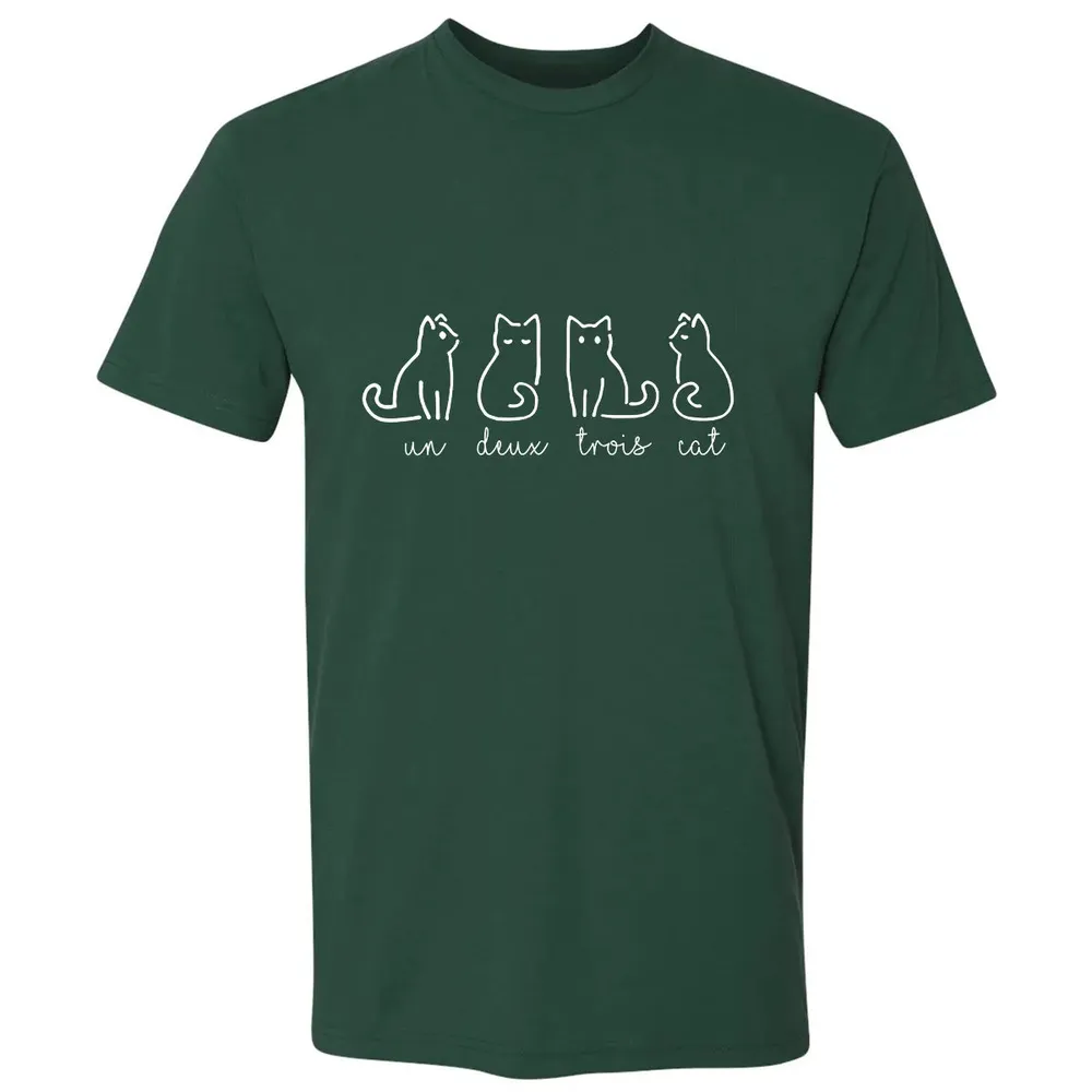 Cute Abstract Un Deux Trois Cat French Kitty Premium Unisex T-shirt - 12