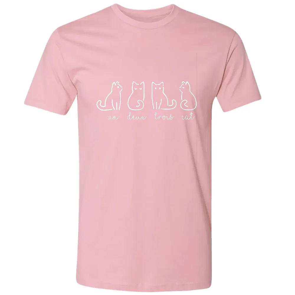 Cute Abstract Un Deux Trois Cat French Kitty Premium Unisex T-shirt - 3