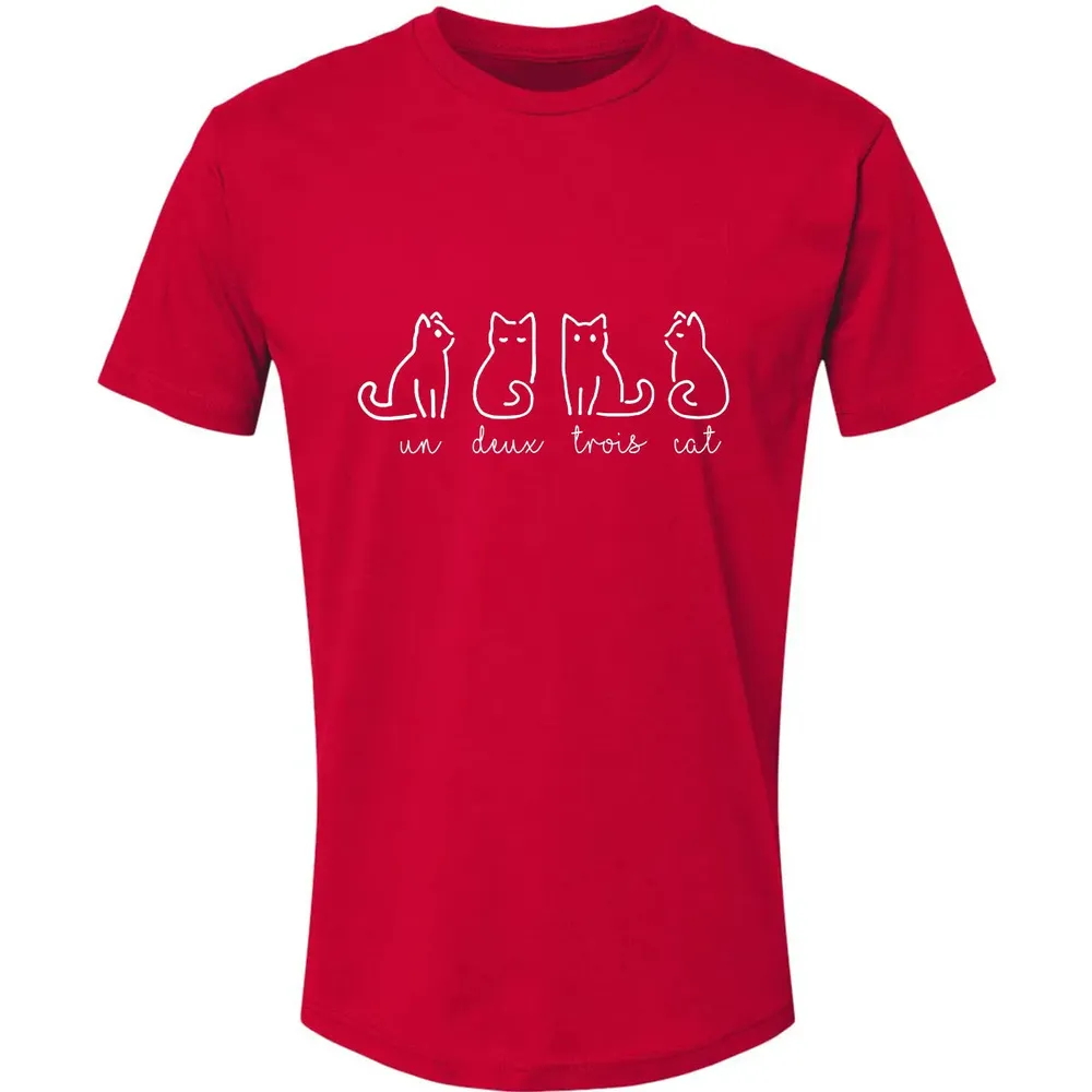 Cute Abstract Un Deux Trois Cat French Kitty Premium Unisex T-shirt - 6