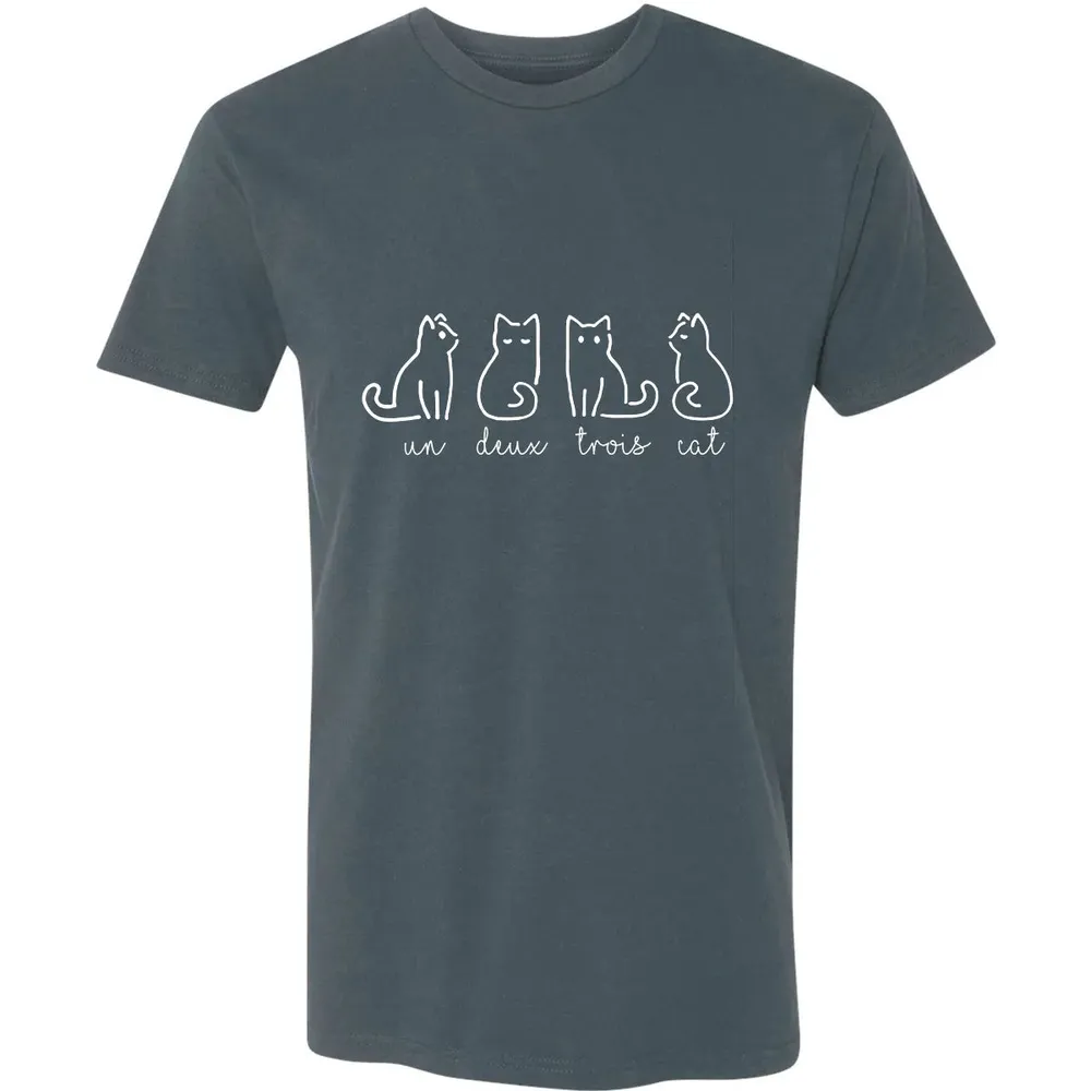 Cute Abstract Un Deux Trois Cat French Kitty Premium Unisex T-shirt - 14