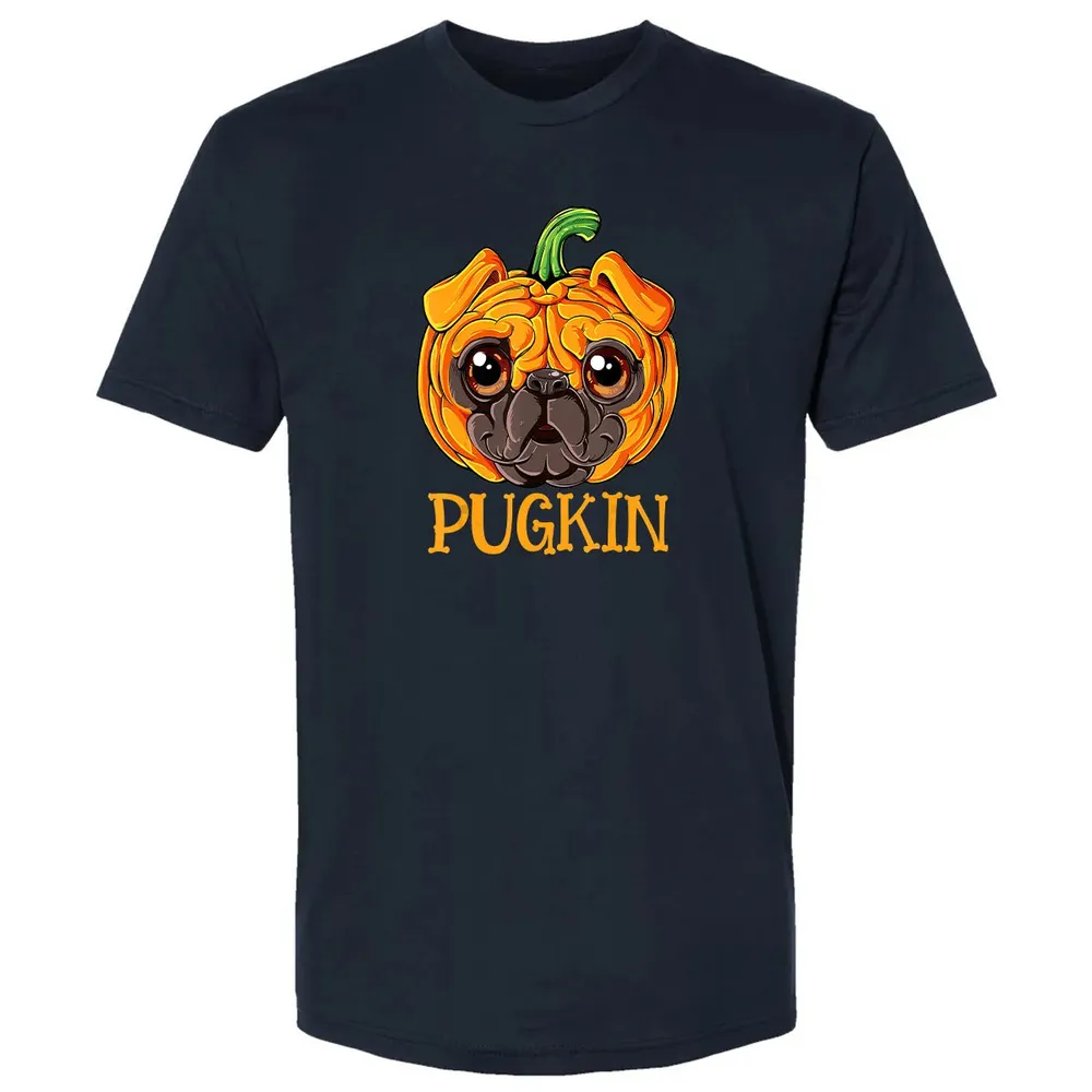 Pugkin Pug Pumpkin  Halloween Kids Boys Thanksgiving Premium Unisex T-shirt - 2