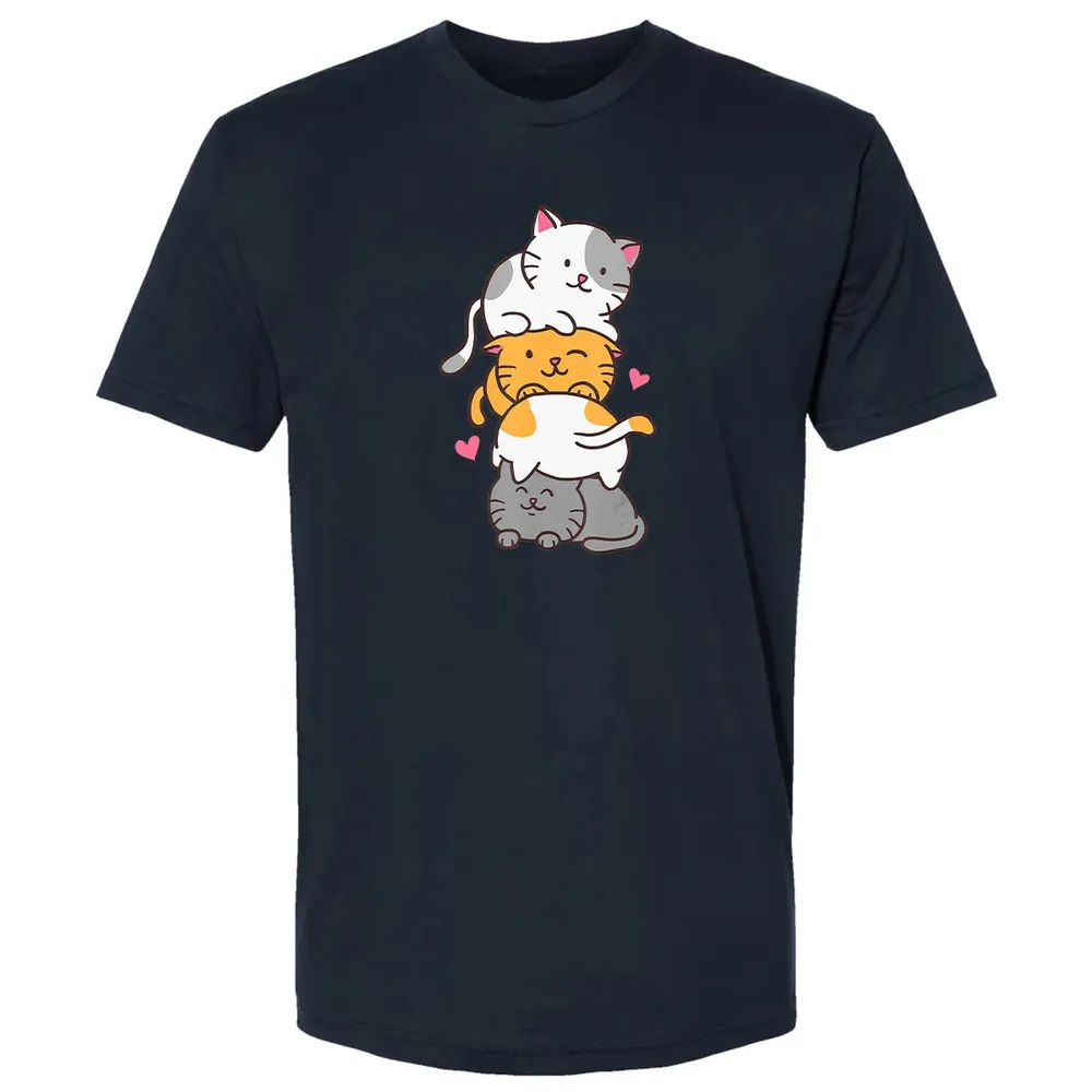 Cat Cats Meowtain Cute Kitty Pile Anime Kawaii Neko Gift Premium Unisex T-shirt - 2