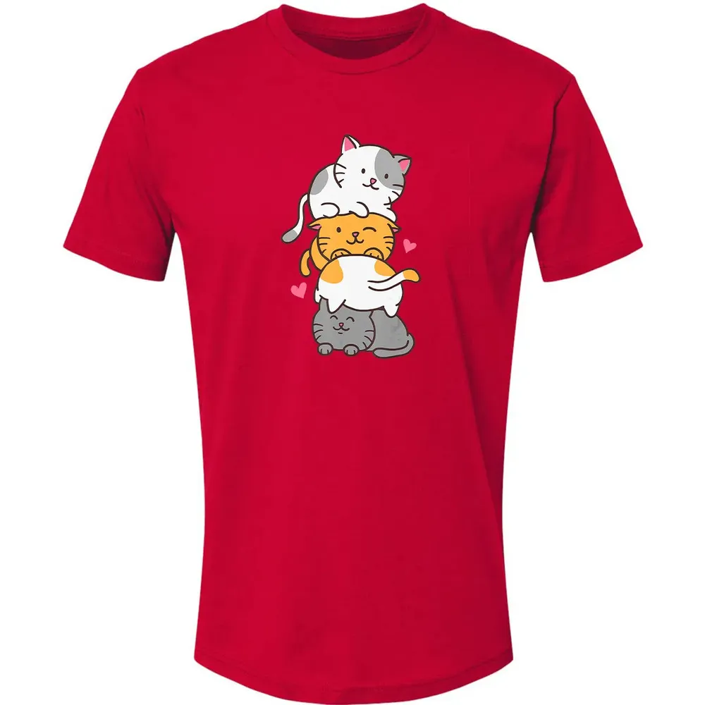 Cat Cats Meowtain Cute Kitty Pile Anime Kawaii Neko Gift Premium Unisex T-shirt - 6