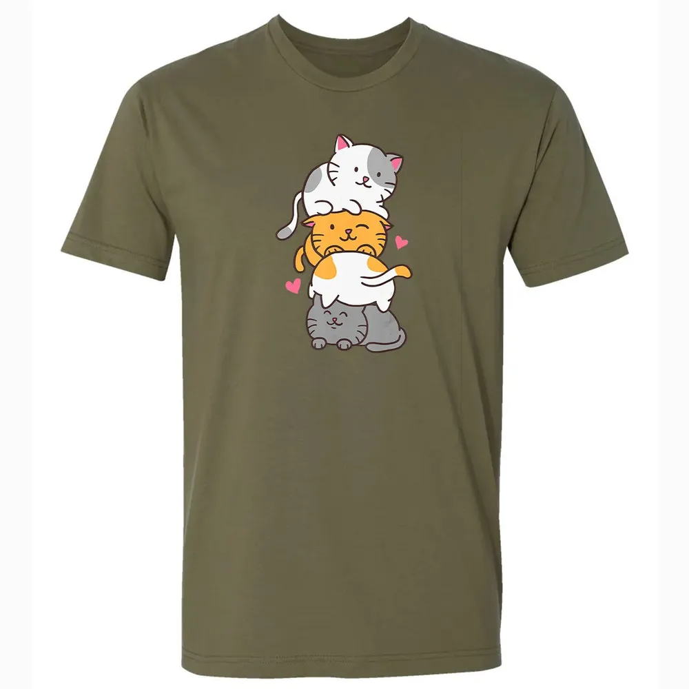 Cat Cats Meowtain Cute Kitty Pile Anime Kawaii Neko Gift Premium Unisex T-shirt - 5