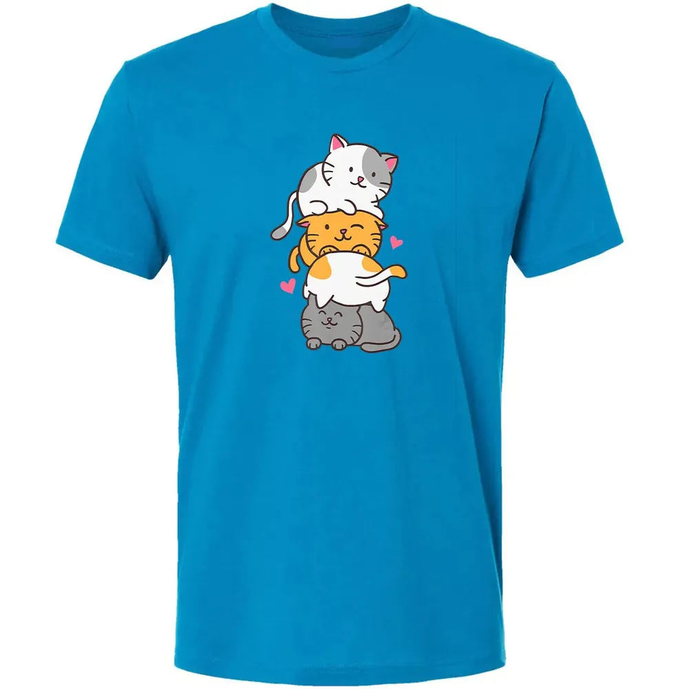 Cat Cats Meowtain Cute Kitty Pile Anime Kawaii Neko Gift Premium Unisex T-shirt - 15