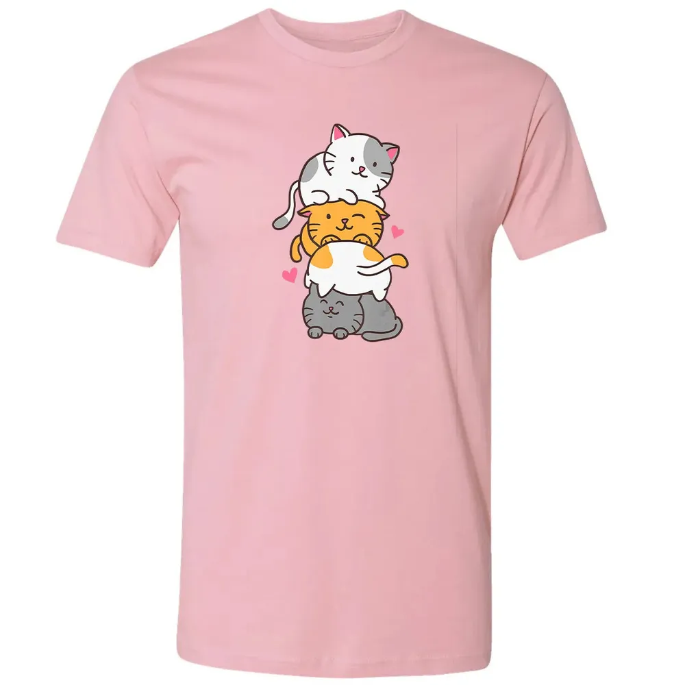 Cat Cats Meowtain Cute Kitty Pile Anime Kawaii Neko Gift Premium Unisex T-shirt - 3