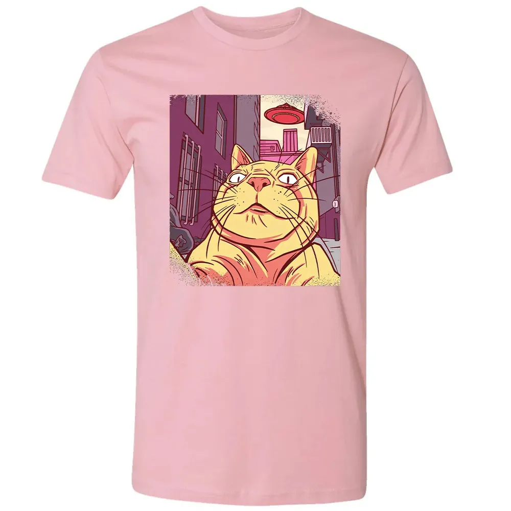 Cat Selfie With UFO Premium Unisex T-shirt - 3