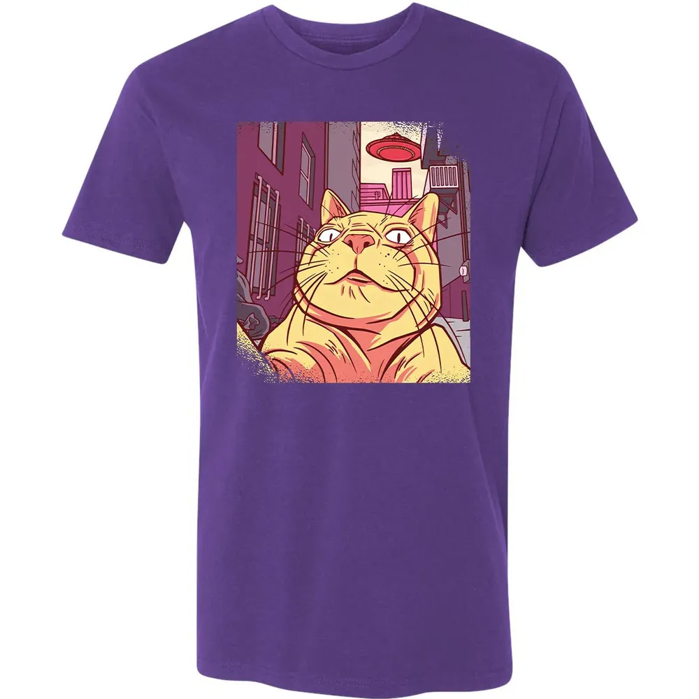 Cat Selfie With UFO Premium Unisex T-shirt - 7