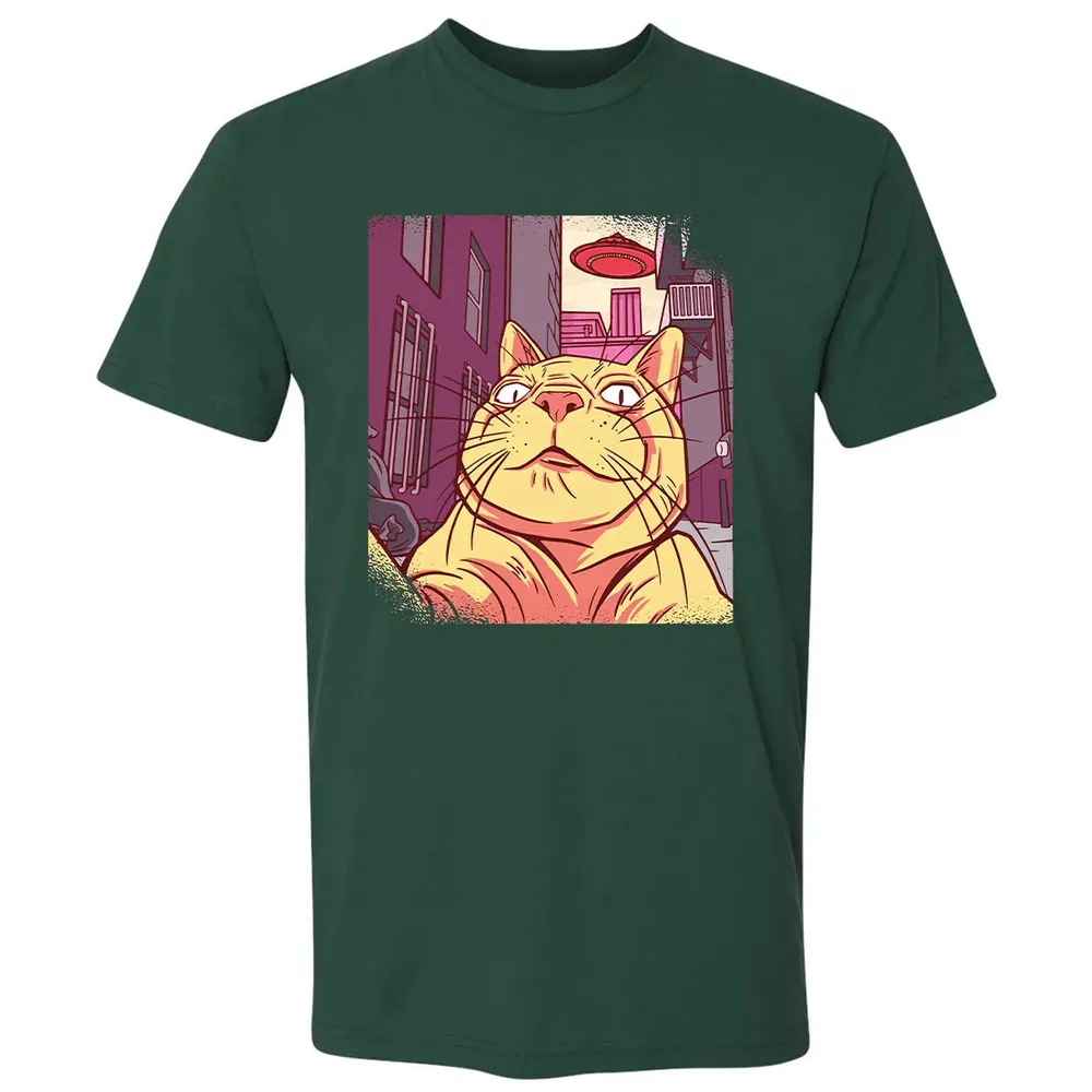Cat Selfie With UFO Premium Unisex T-shirt - 12