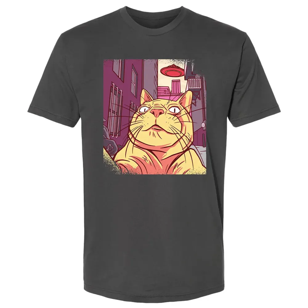 Cat Selfie With UFO Premium Unisex T-shirt - 8