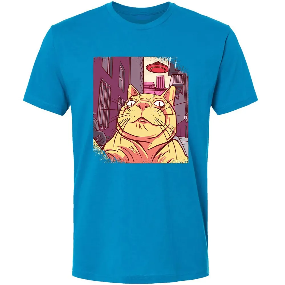 Cat Selfie With UFO Premium Unisex T-shirt - 15