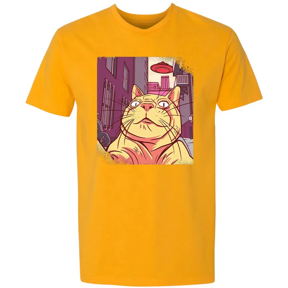 Cat Selfie With UFO Premium Unisex T-shirt - 11