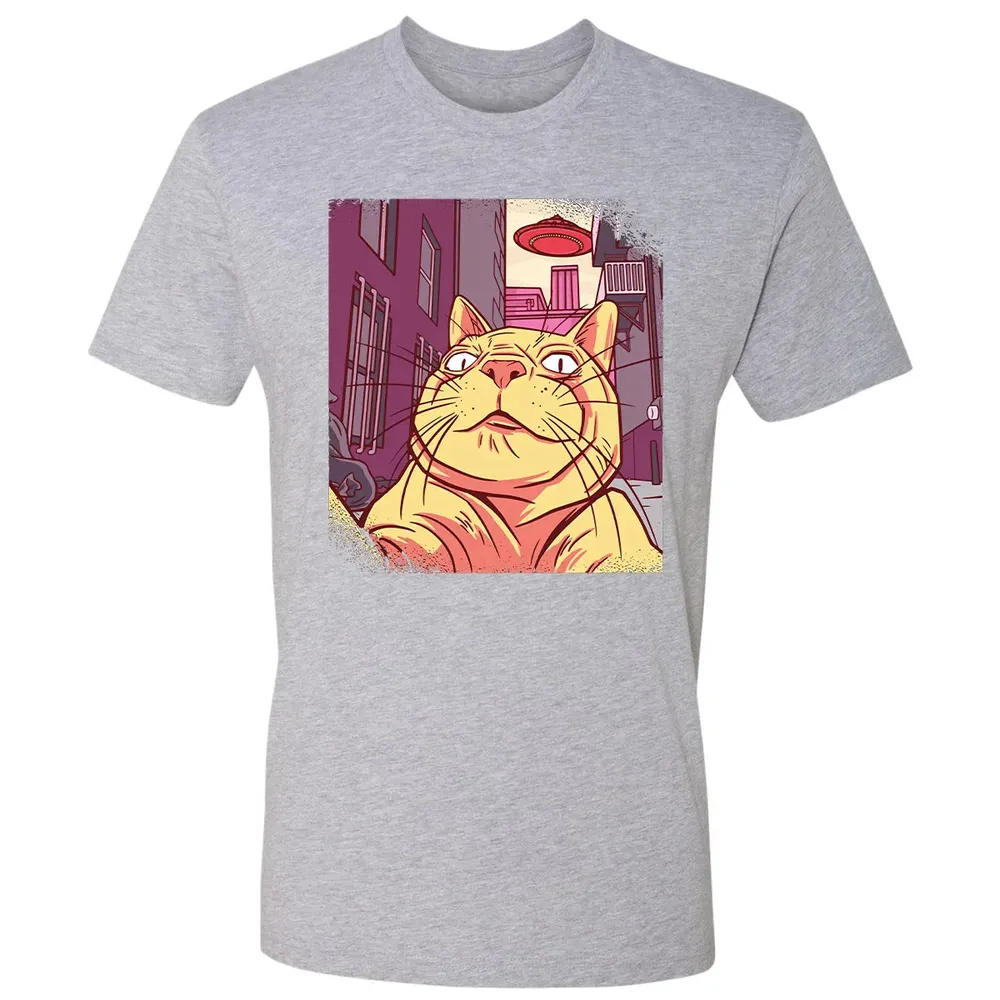 Cat Selfie With UFO Premium Unisex T-shirt - 9