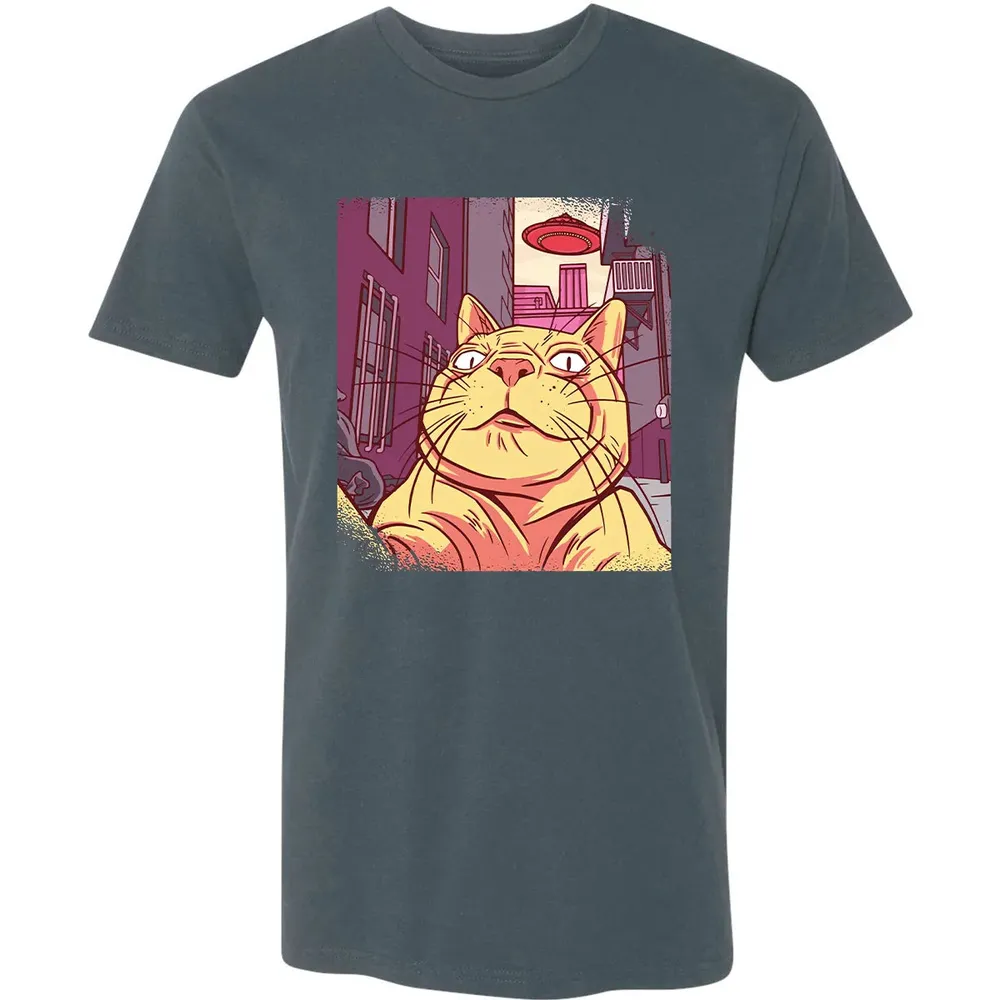 Cat Selfie With UFO Premium Unisex T-shirt - 14