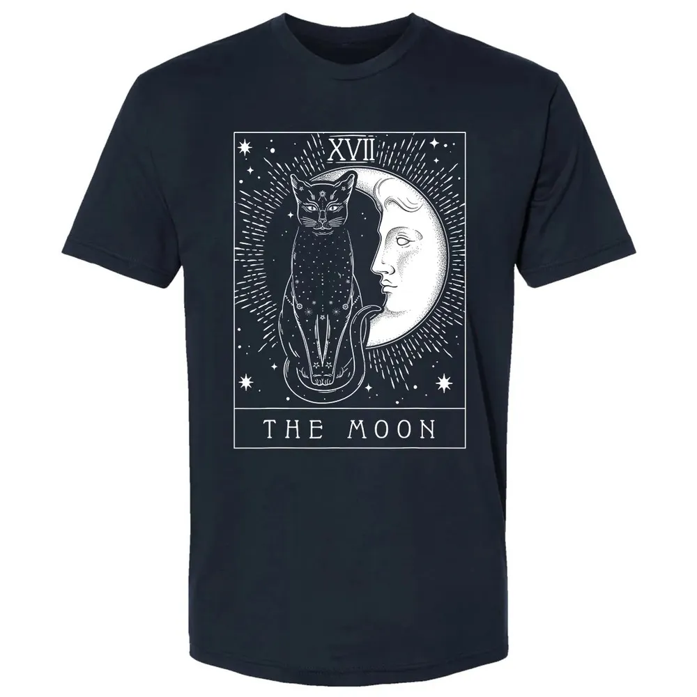 Tarot Card Crescent Moon And Cat Graphic Premium Unisex T-shirt - 2
