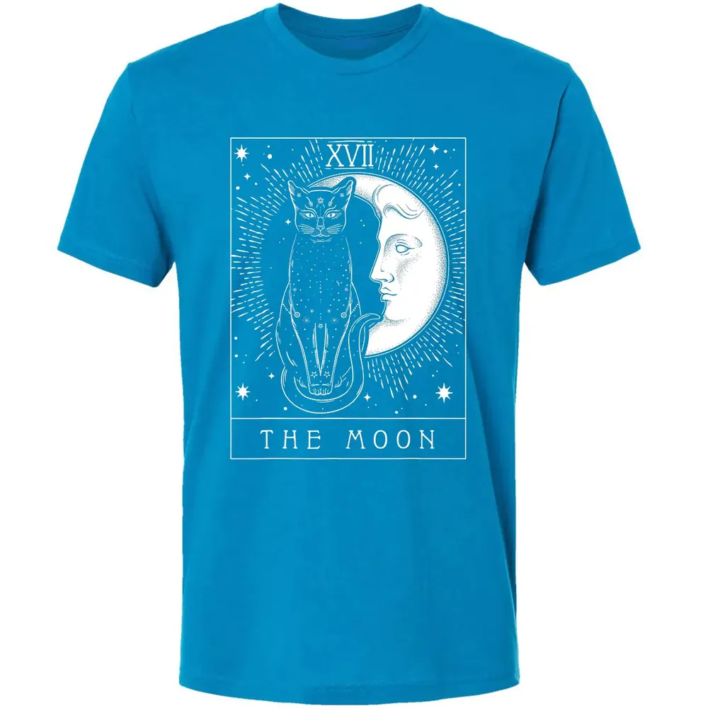 Tarot Card Crescent Moon And Cat Graphic Premium Unisex T-shirt - 15