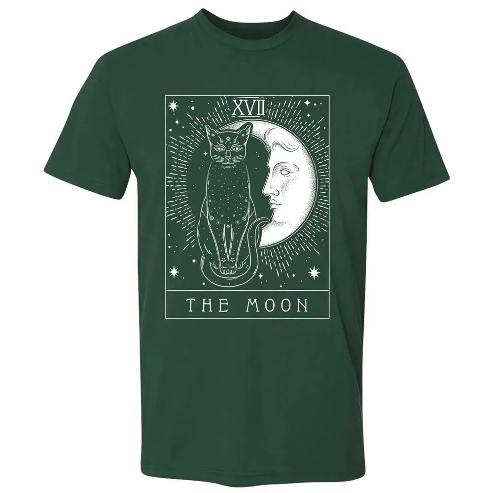 Tarot Card Crescent Moon And Cat Graphic Premium Unisex T-shirt - 12