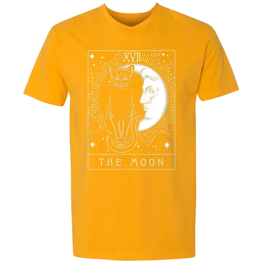 Tarot Card Crescent Moon And Cat Graphic Premium Unisex T-shirt - 11