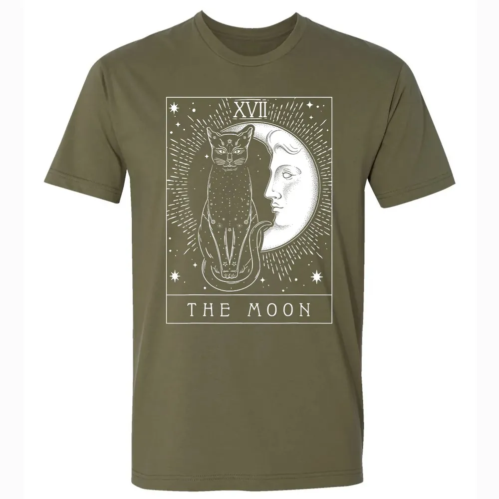 Tarot Card Crescent Moon And Cat Graphic Premium Unisex T-shirt - 5