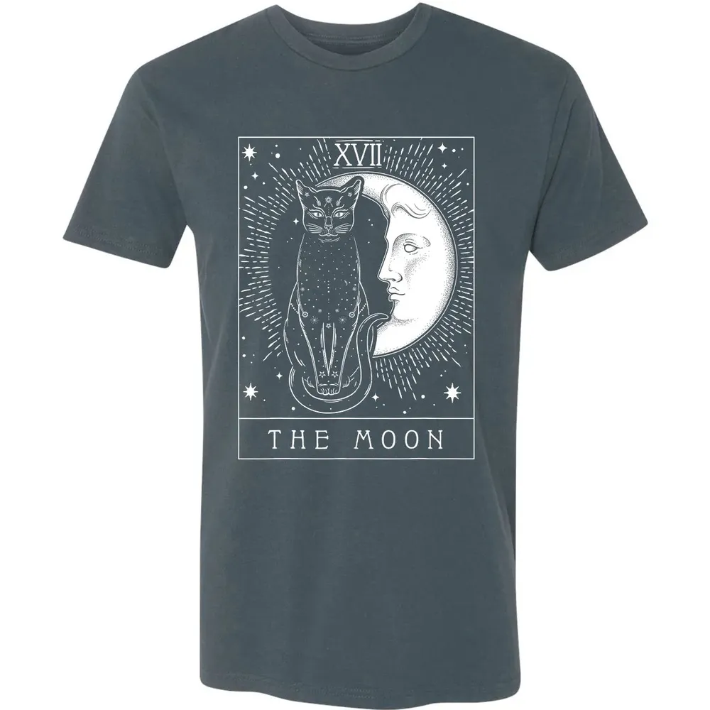Tarot Card Crescent Moon And Cat Graphic Premium Unisex T-shirt - 14
