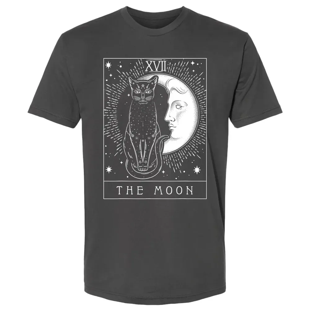 Tarot Card Crescent Moon And Cat Graphic Premium Unisex T-shirt - 8