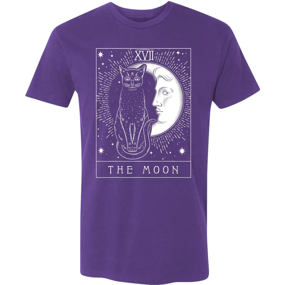 Tarot Card Crescent Moon And Cat Graphic Premium Unisex T-shirt - 7