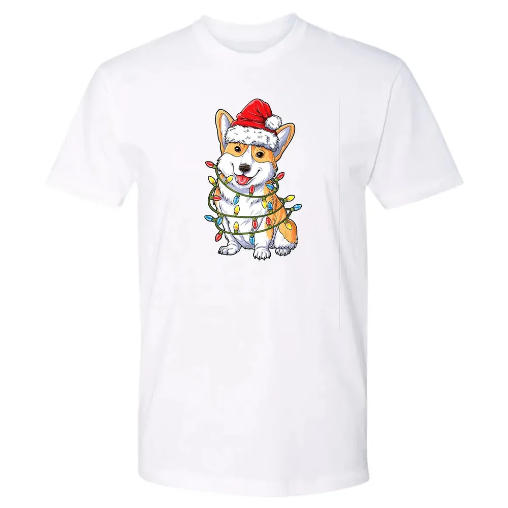 Corgi Christmas  Santa Boys Kids Xmas Lights Corgmas Premium Unisex T-shirt - 4