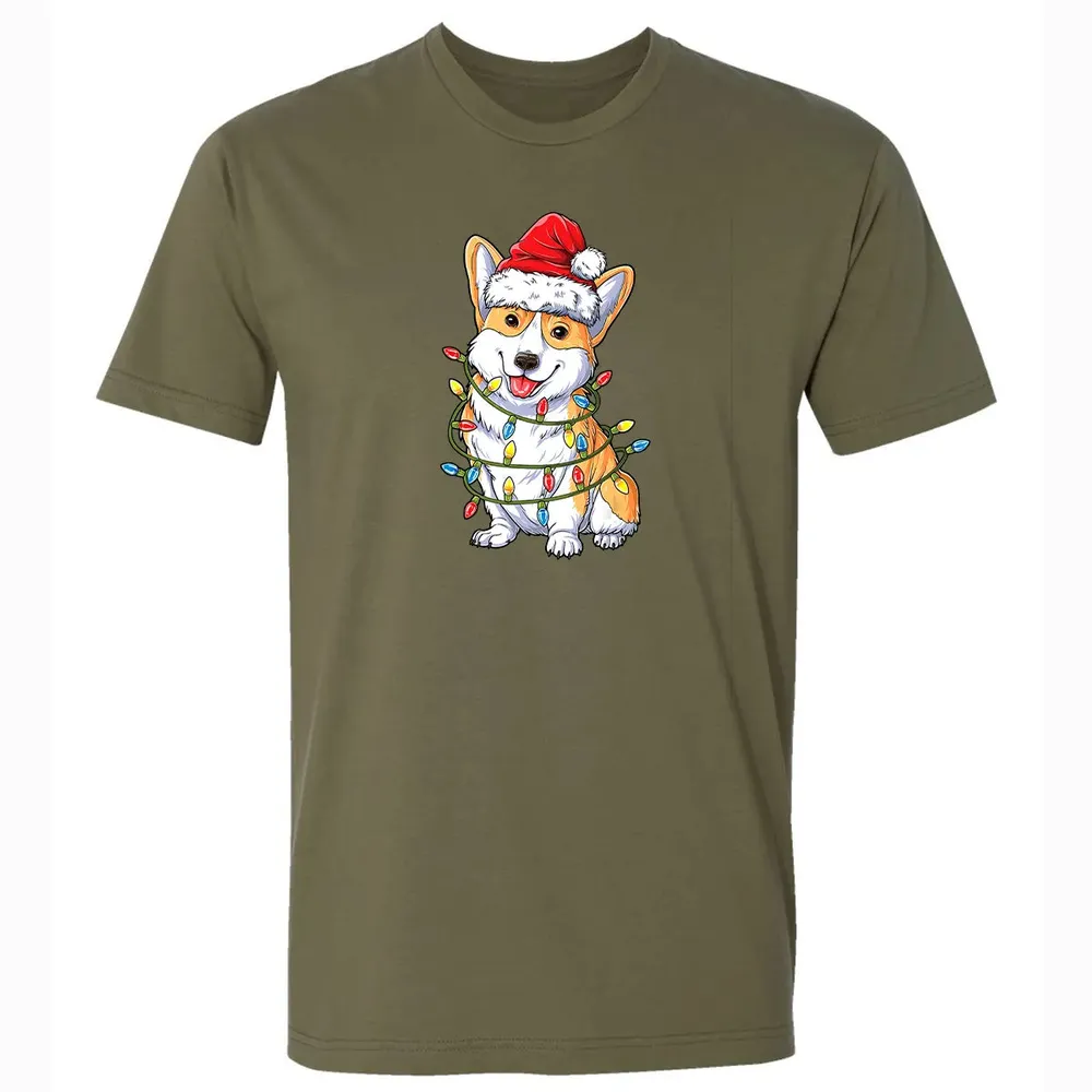 Corgi Christmas  Santa Boys Kids Xmas Lights Corgmas Premium Unisex T-shirt - 5
