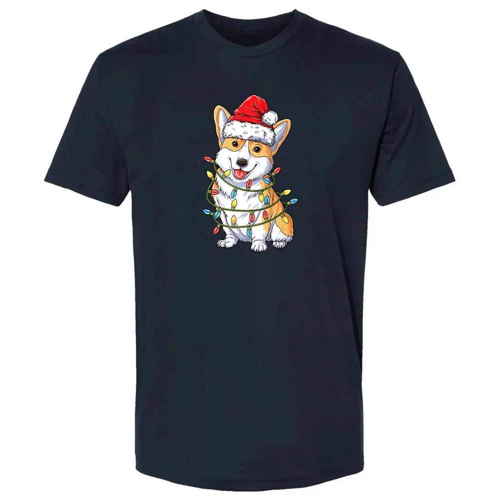 Corgi Christmas  Santa Boys Kids Xmas Lights Corgmas Premium Unisex T-shirt - 2
