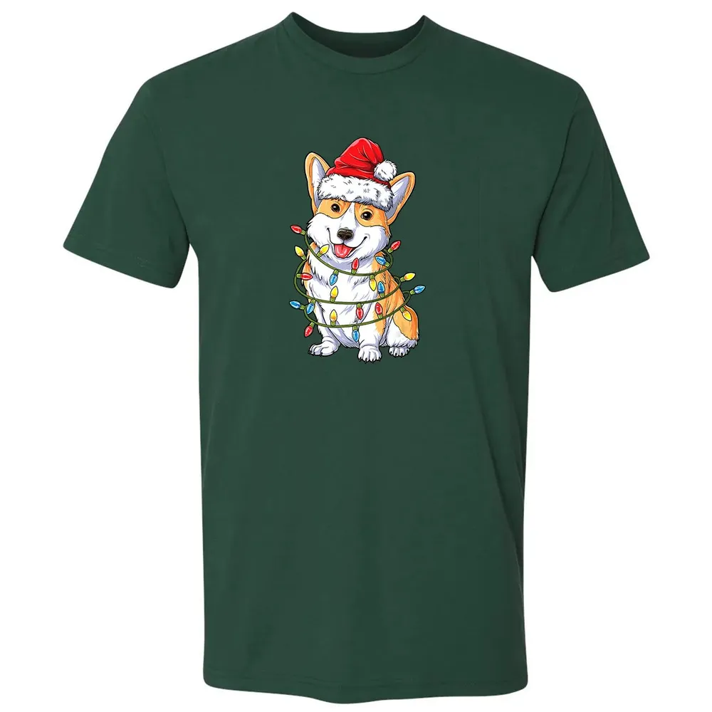 Corgi Christmas  Santa Boys Kids Xmas Lights Corgmas Premium Unisex T-shirt - 12