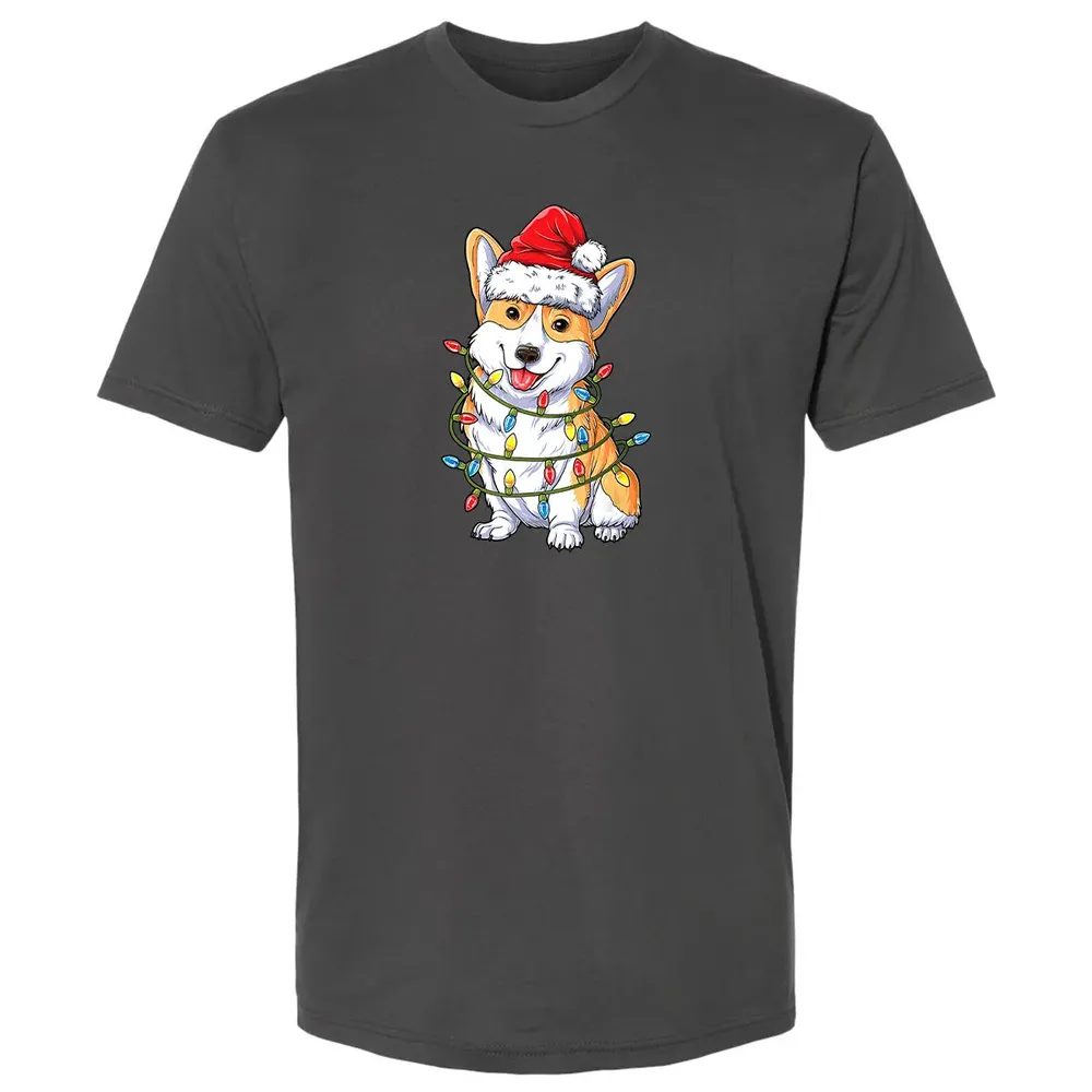 Corgi Christmas  Santa Boys Kids Xmas Lights Corgmas Premium Unisex T-shirt - 8