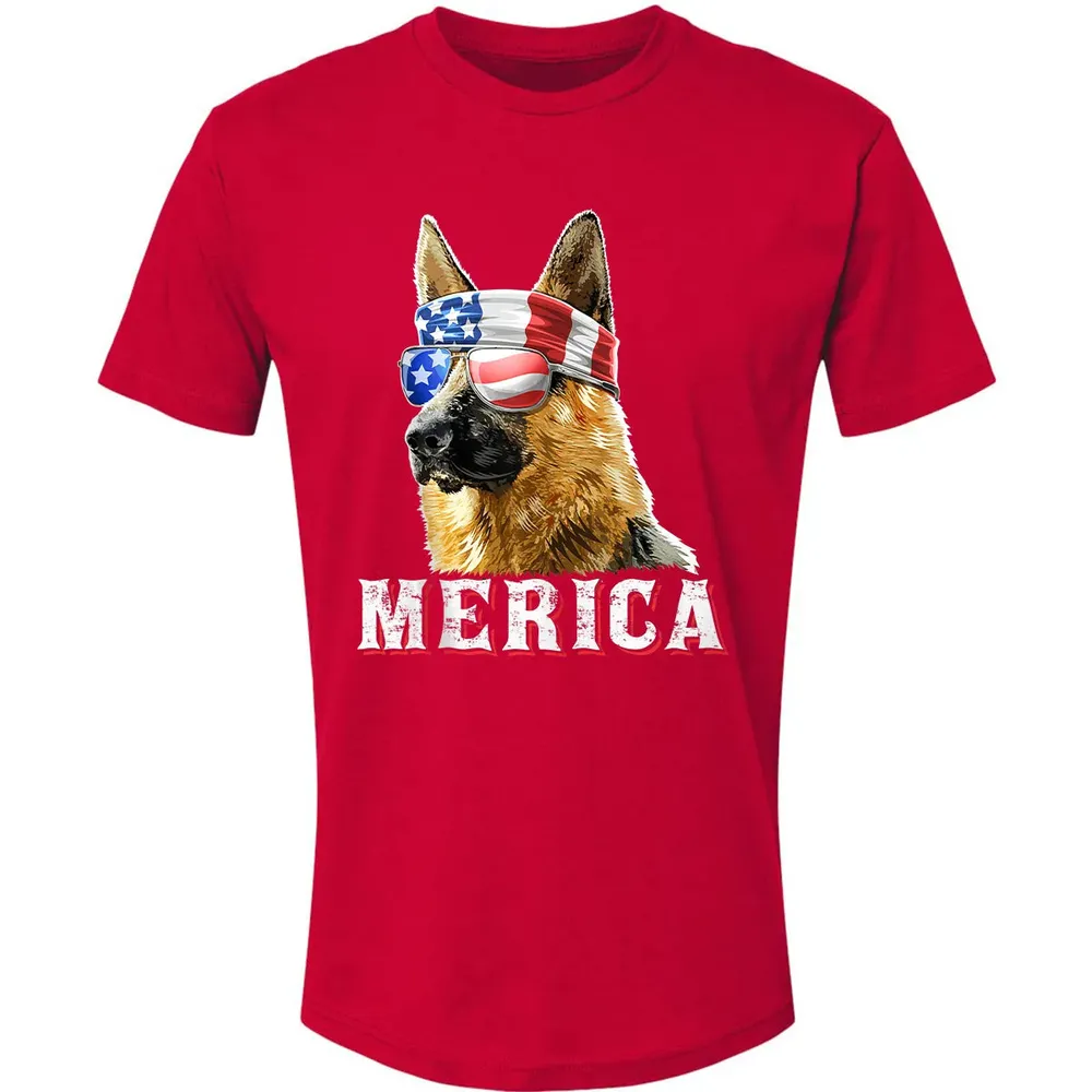 Merica German Shepherd Dog 4th of July American Flag Bandana Premium Unisex T-shirt - 6
