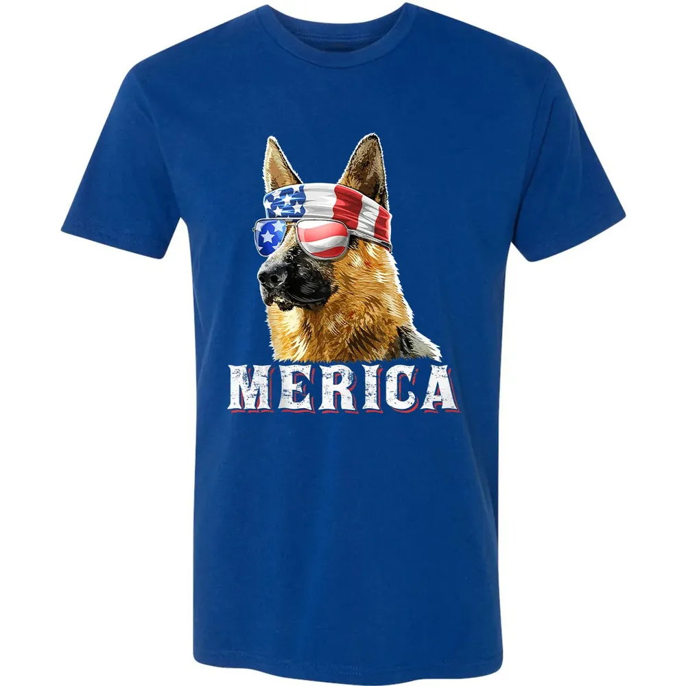 Merica German Shepherd Dog 4th of July American Flag Bandana Premium Unisex T-shirt - 10