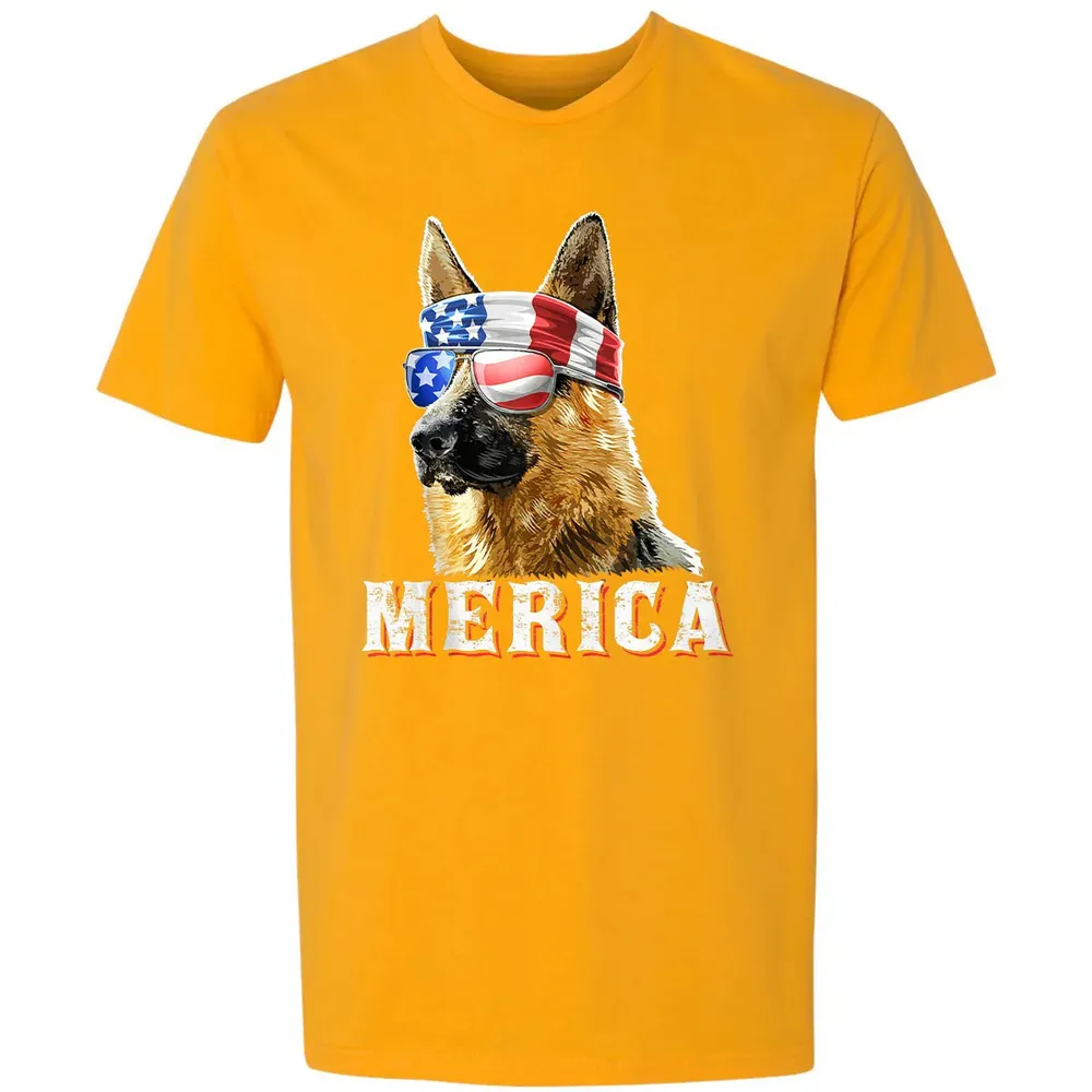Merica German Shepherd Dog 4th of July American Flag Bandana Premium Unisex T-shirt - 11