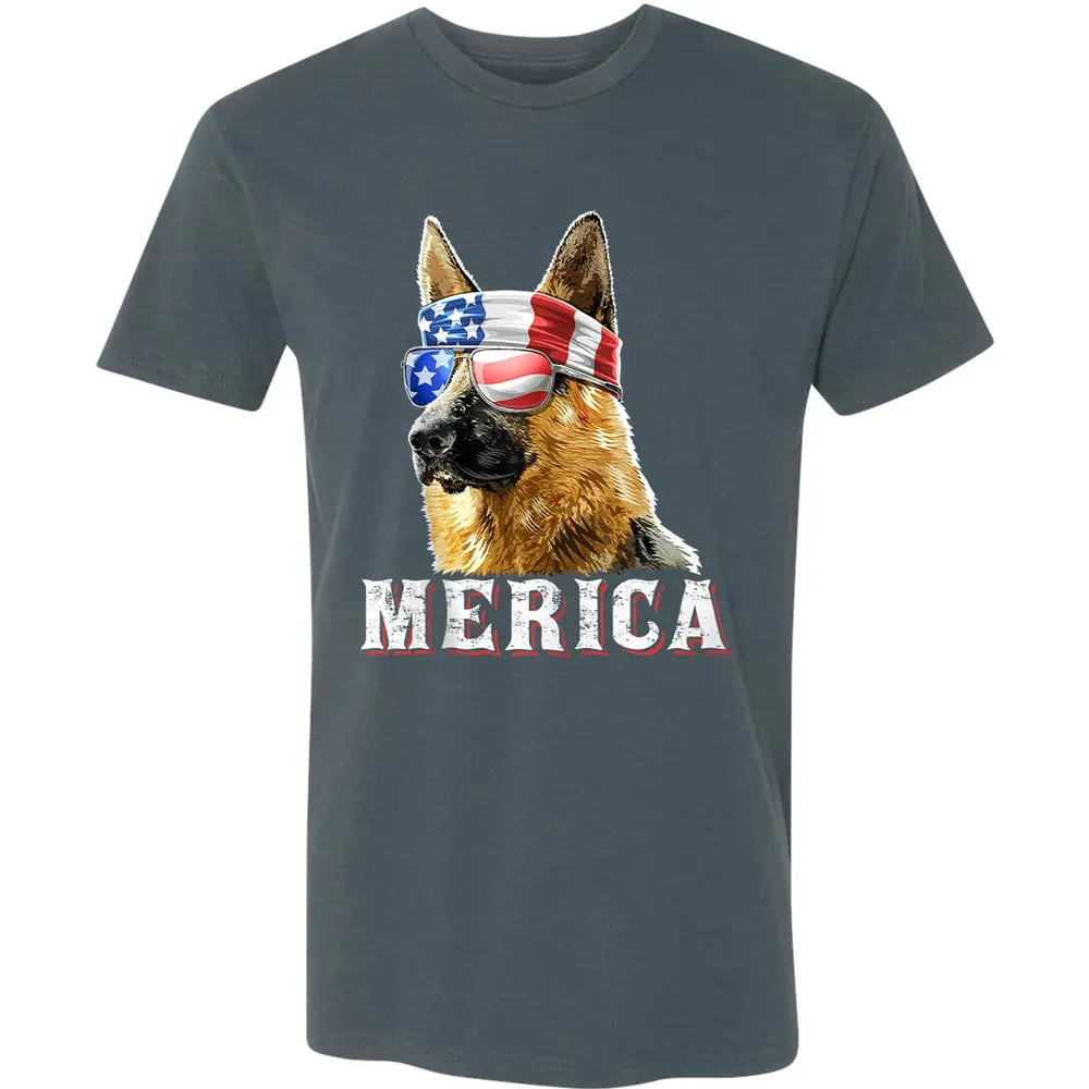 Merica German Shepherd Dog 4th of July American Flag Bandana Premium Unisex T-shirt - 14
