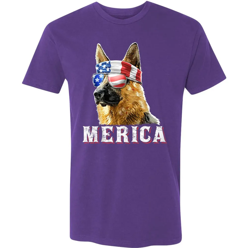 Merica German Shepherd Dog 4th of July American Flag Bandana Premium Unisex T-shirt - 7