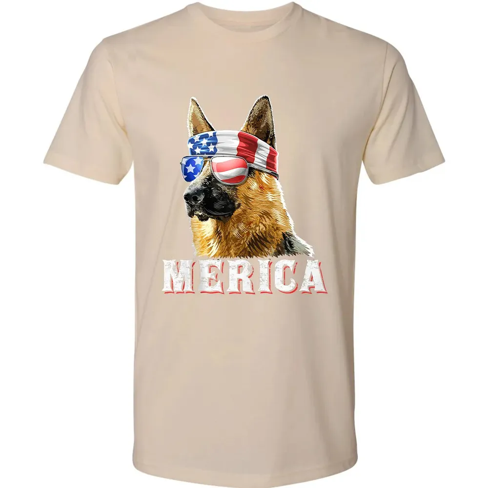 Merica German Shepherd Dog 4th of July American Flag Bandana Premium Unisex T-shirt - 13