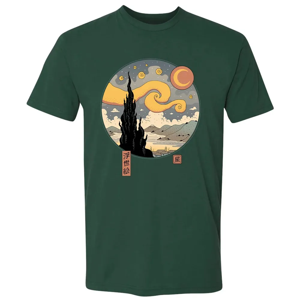 Starry Ukiyo-e Night Premium Unisex T-shirt - 12