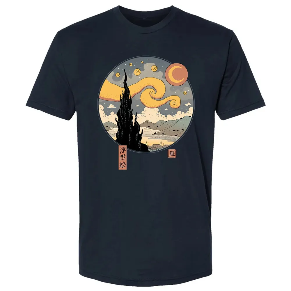 Starry Ukiyo-e Night Premium Unisex T-shirt - 2