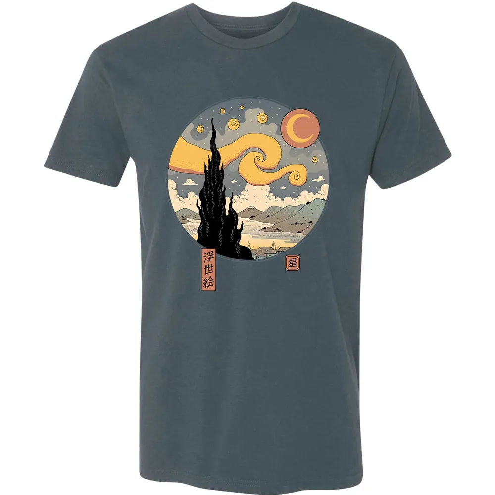 Starry Ukiyo-e Night Premium Unisex T-shirt - 14