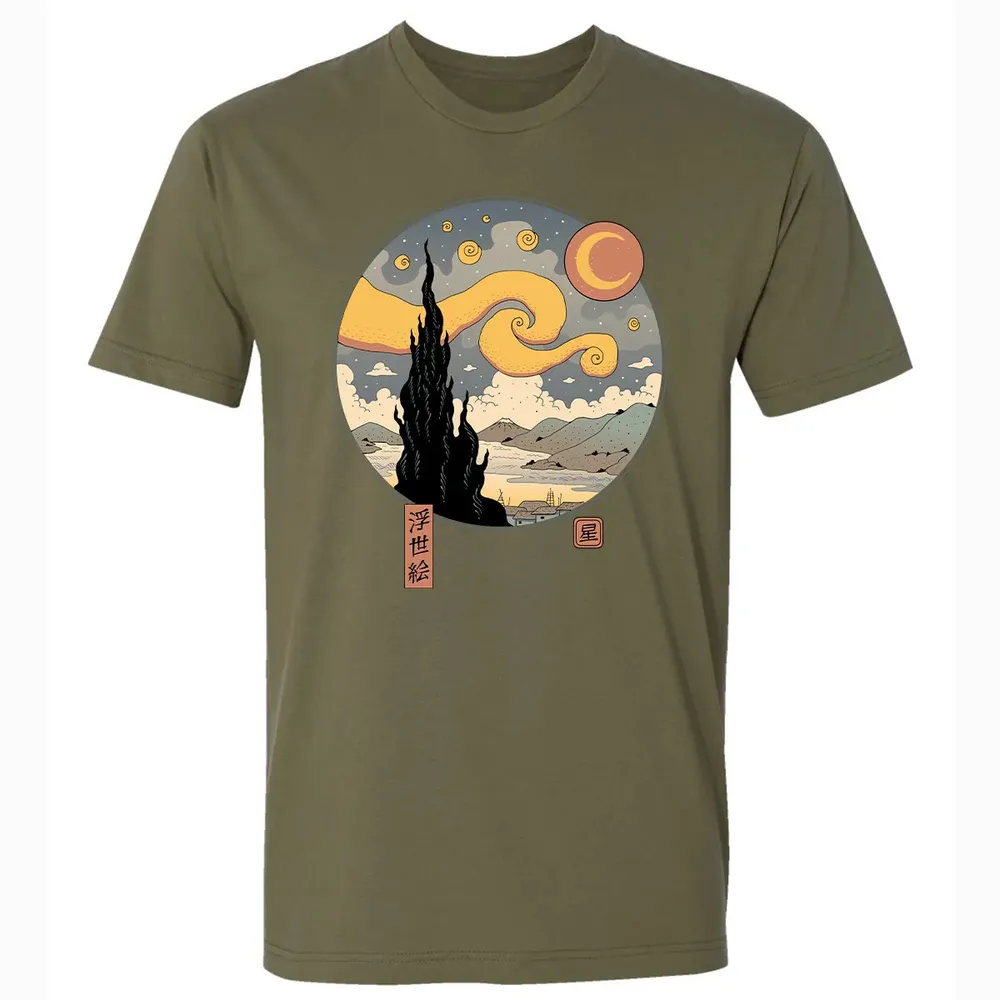 Starry Ukiyo-e Night Premium Unisex T-shirt - 5