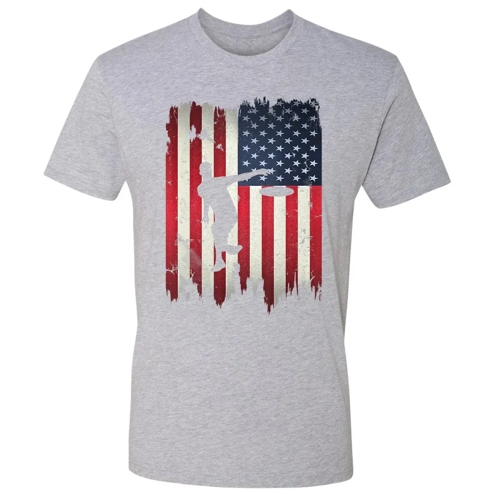 Ultimate Frisbee Disc Golf USA American Flag 4th of July Premium Unisex T-shirt - 9