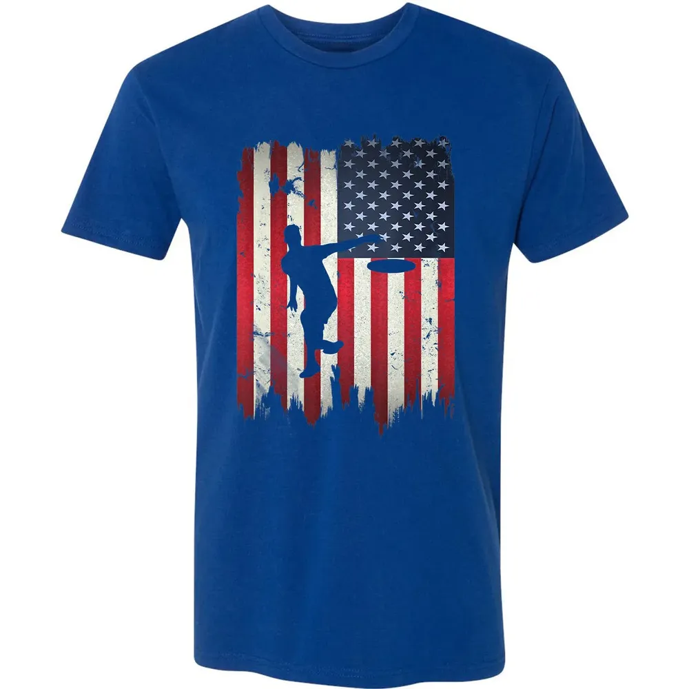 Ultimate Frisbee Disc Golf USA American Flag 4th of July Premium Unisex T-shirt - 10