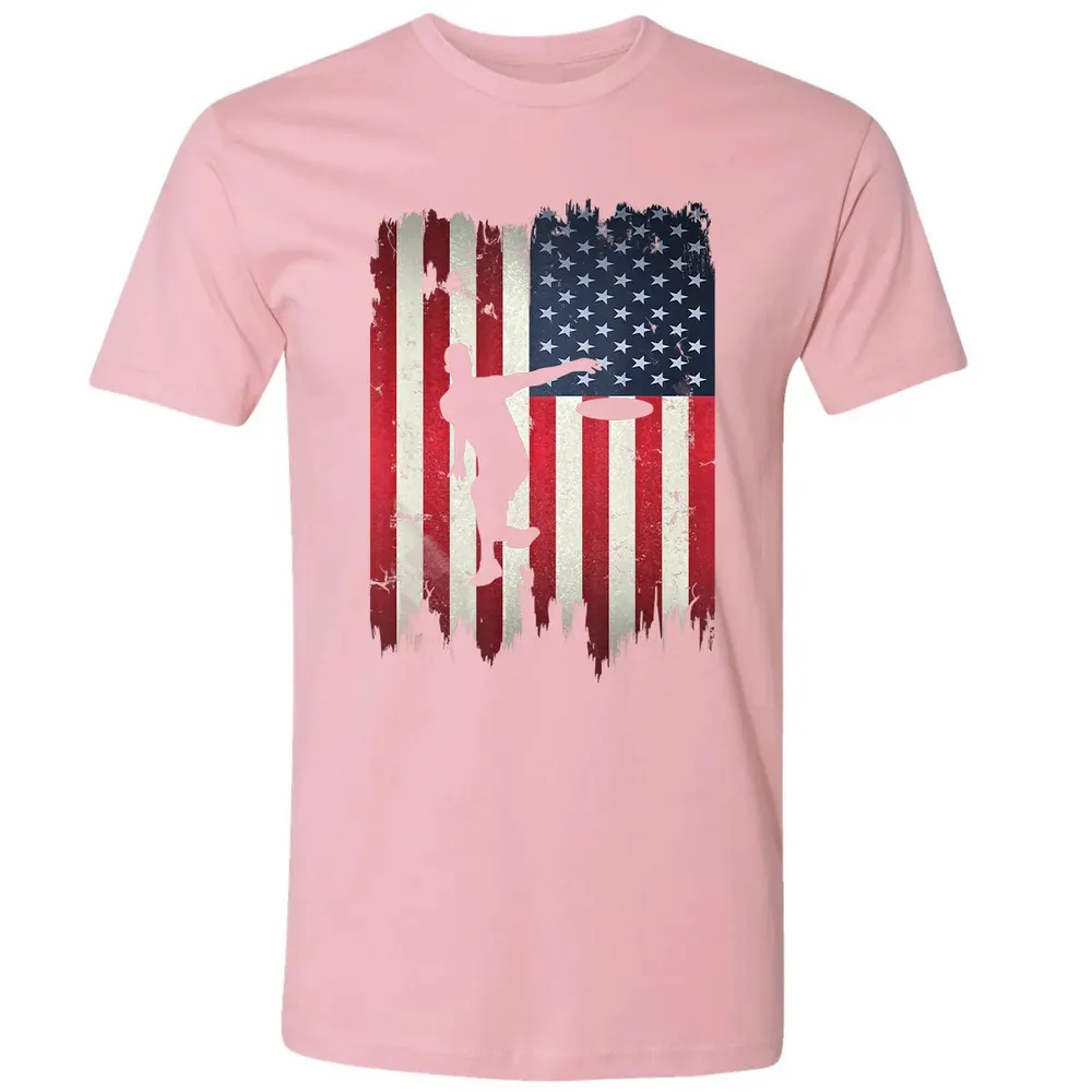 Ultimate Frisbee Disc Golf USA American Flag 4th of July Premium Unisex T-shirt - 3