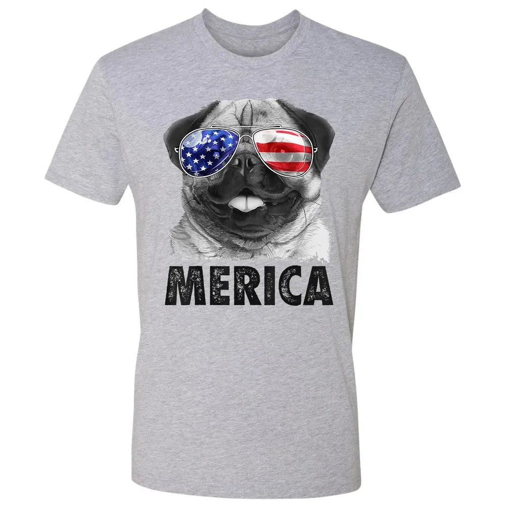 Pug 4th of July s Merica Men Women USA American Flag Premium Unisex T-shirt - 9