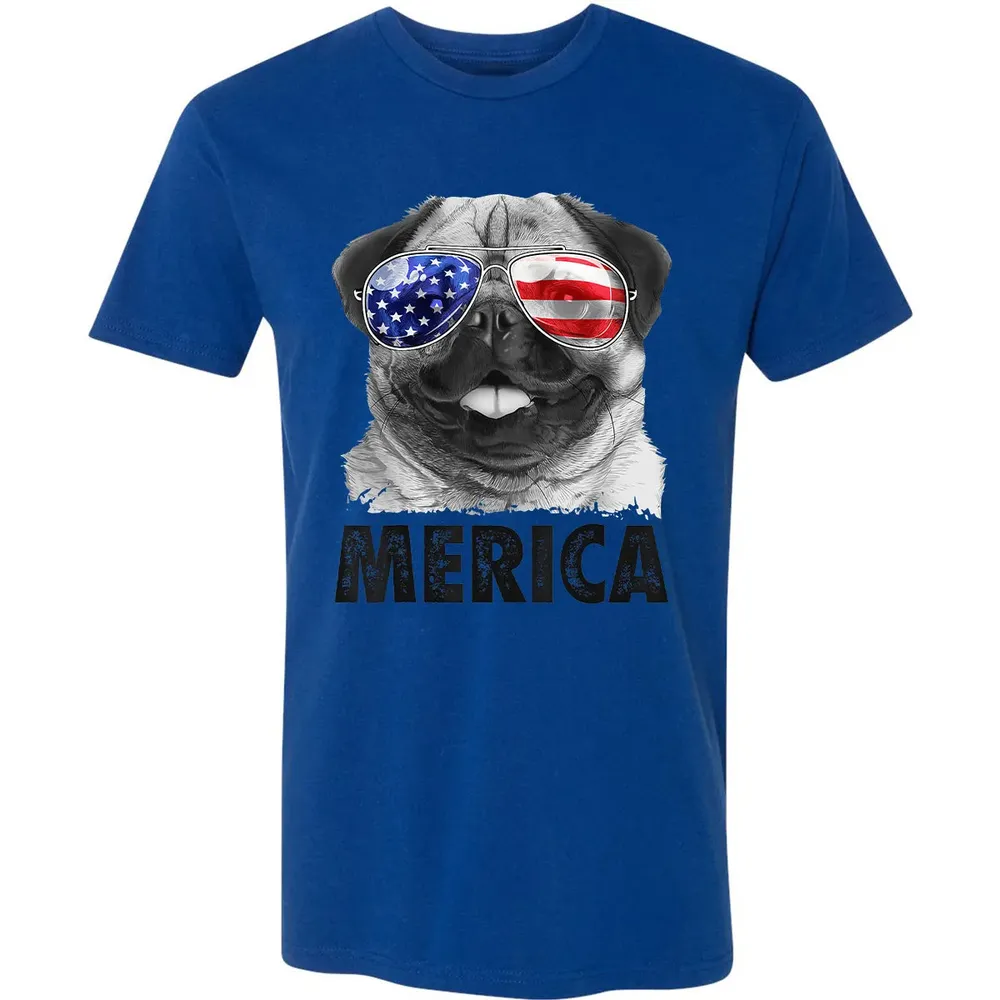 Pug 4th of July s Merica Men Women USA American Flag Premium Unisex T-shirt - 10