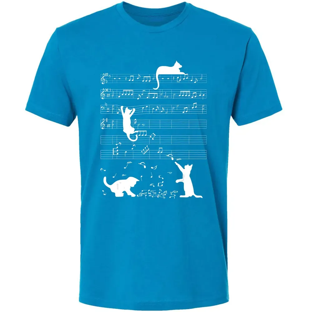 Cute Cat Kitty Playing Music Clef Piano Musician Art Premium Unisex T-shirt - 15